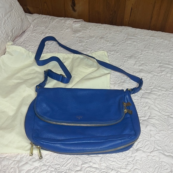 Fossil Handbags - Fossil cobalt blue crossbody purse leather